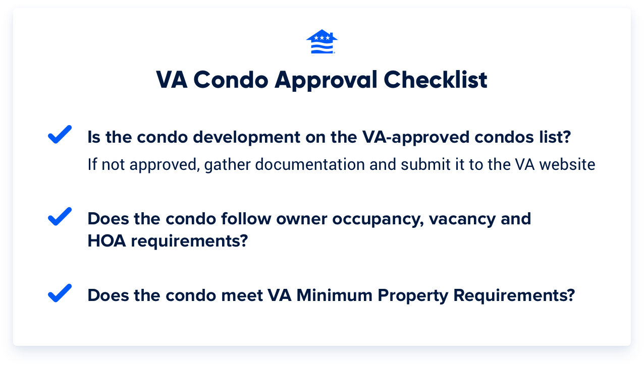 A graphic of a VA condo approval checklist